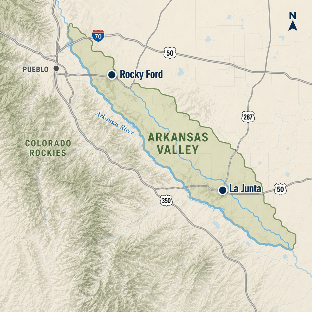 map of arkansas valley in colorado